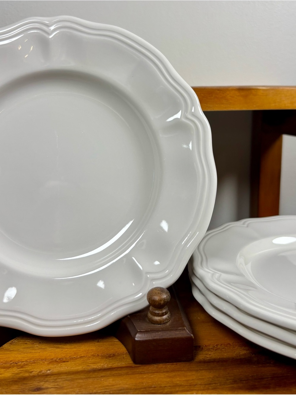 Set of 4 Sears FEDERALIST WHITE IRONSTONE Salad Plates - All White -Embossed Rim